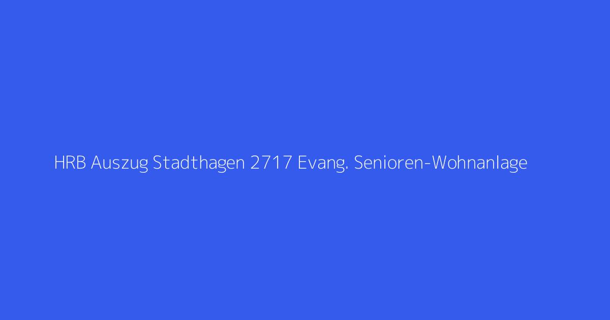 HRB Auszug Stadthagen 2717 Evang. Senioren-Wohnanlage 